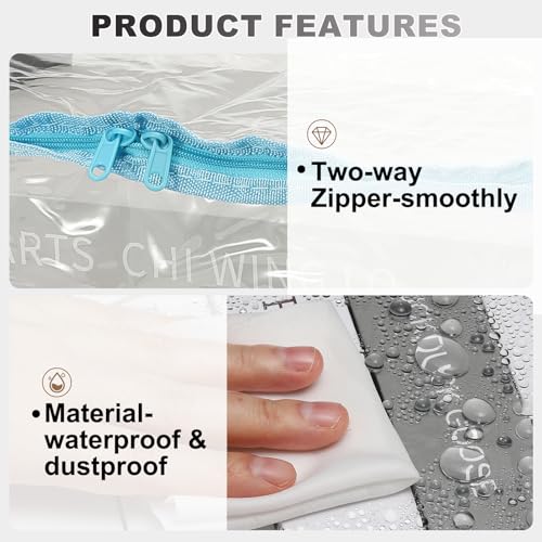 PATIKIL 12.6x9.5x9.8in Clear Storage Bags, 2PCS Plastic Storage Bags Clear Small Zippered Organizers Foldable Closet Bed Sheet Organizer Cube with Zipper for Book Clothes Yarn,M, Blue - color: Blue, size: M