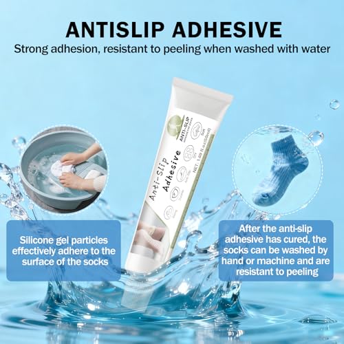 50ml White Sock Stop Glue, Washable Anti-Slip Coating for Socks | Water-based, latex-free coating adds washable, waterproof grip to socks, pet socks, mats and other fabrics. - color: white