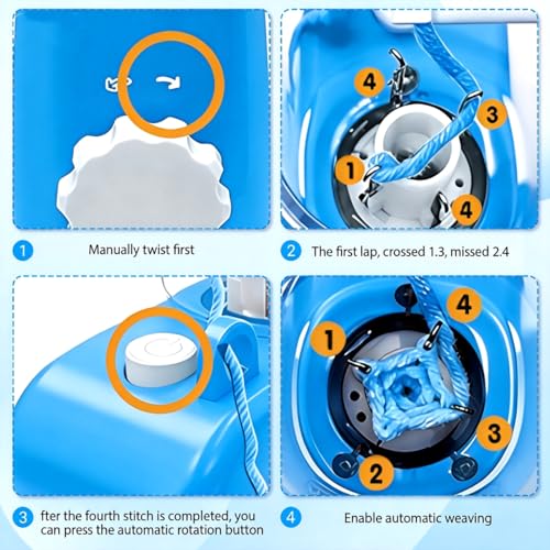 iplusmile Automatic i-Cord Knitting Machine, Electric Yarn Cord Maker Tool for Knitted Wire Art, Tricotin Crochet French Knitter with Fixator Clamp & USB Cable (Blue) - color: Blue