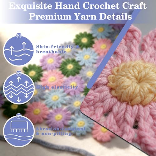 Crochet Triangle Hairband, Daisy Flower Head Scarf for Girls, Floral Design Knitted Headband Headscarf for Women, Crochet Hair Bandana Kit - color: flower