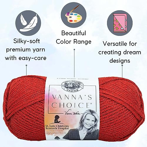 Lion Brand Yarn Vanna'S Choice 860-133 Brick | 3 Skeins, Same Dye Lot, Project Bag, CYC #4 Worsted, 100% Acrylic, Ideal for Crochet, Knitting Blankets, Hats, Scarves - color: 860-133-Brick