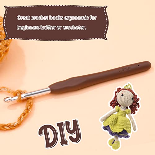 SHWAKK Crochet Hook, 6.0 mm Ergonomic Crochet Hook for Arthritic Hands | Crochet Needles, Knitting Needles with Soft Handle Beginners and Experienced Hobbyists (6.0 mm) - size: 6.0mm