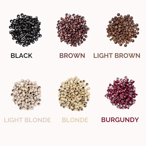 Big Kizzy Silicone Lined Microlink Beads 1000pcs 5.0mm (Light Blonde) | for Invisible Application of Weft Hair Extensions - color: Light Blonde, size: 1000 beads