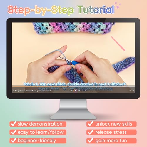 Aeelike Crochet Blanket Kit for Beginner, Easy Crochet Kits, Rainbow Gradient - color: Rainbow Gradient