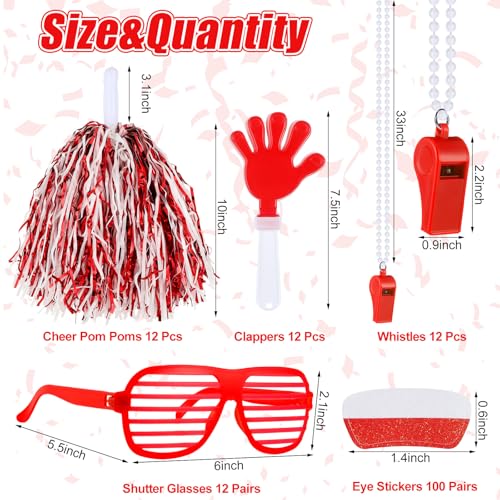 Realspring 148 Pcs Team Spirit Accessories for Sport Events - color: Red White
