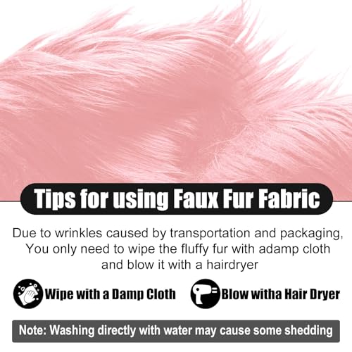 Light Pink 2x60Inch Faux Fur Shaggy Plush Faux Fur, Fabric Precut Strips Fluffy Fuzzy Faux Fur, Craft Beard Hair, Beard Miniature Dolls Rugs Mats Gift, Winter Halloween Christmas Costume Party Decor - color: Light Pink
