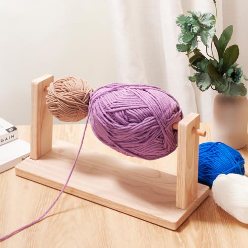 MARKVILLE 13" Wooden Yarn Holder for Crocheting & Knitting Accessories | Yarn Dispenser Ribbon Holder Organizer Rack, Large Skein Small Yarn Ball Holder Fabric Ribbon Storage Arts & Crafts Supplies
