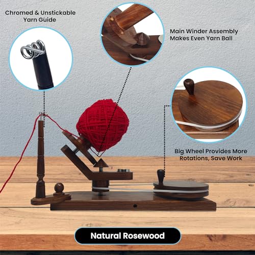 Hand Operated Yarn Ball Winder | Swift, Yarn, Wool, and String Holder| Knitting & Crochet Accessories Galaxy Indiacraft (Natural Rosewood)… - color: Winder Natural Rosewood