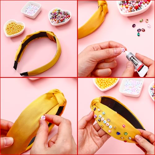 636 Pieces DIY Headband Making Kit Gift Make Your Own Fashion Hair Accessories Set with Alphabet Beads Rhinestone Diamond Pearl for Summer Birthday Party Supplies - style: Shining Style