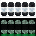 Glow in The Dark Yarn - 5 Pack Glow in The Dark Yarn for Crochet(260g/9oz | 273 Yards) Knitting & Crochet Thread for DIY Crafts, Gifts, Doll Making (Black) - color: Black