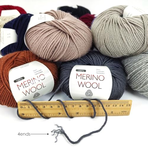 Premium 4-ply Australian Merino Ultra-fine 100% Wool Yarn, 4pcs=200g/7oz,Soft, Itch-Free, Warm and Comfortable for Knitting and Crocheting,Perfect for Sweater, Scarf, Shawl, etc (17#Eggplant Purple) - color: 17#Eggplant Purple