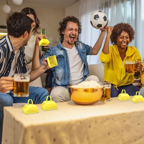 15 Pack 3 Inch Metal Cowbell Noisemaker Cheering Bell Yellow Cowbells for Sporting Events Bulk Loud Cow Bell with Handles, Small Hand Percussion Cowbells for Cheering, Football Games, Weddings - color: Yellow