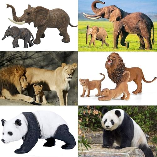 Kimicare 20PCS Safari Animals Figures Toys, Realistic Plastic Animals Figurines, African Zoo Wild Jungle Animals Playset with Elephant Giraffe Lion Tiger, Birthday Gifts for Kids Boys Girls