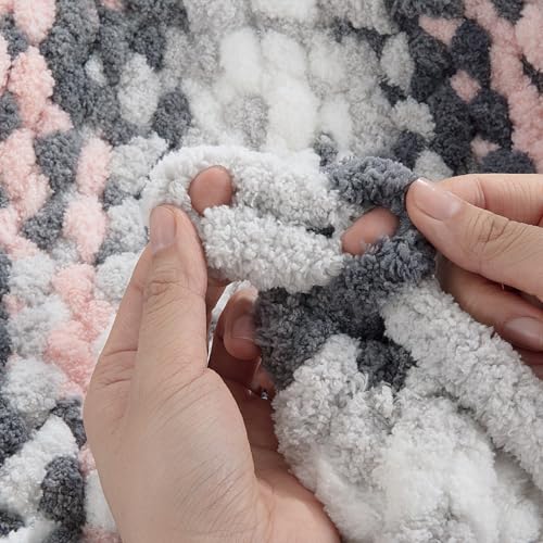 MABOZOO Tie Dye Chunky Yarn for Crocheting & Knitting, 8 Pack - Soft Plush Grey Fluffy Jumbo Chenille Yarn,Giant Thick Fuzzy Bulky(26 yds, 8 oz Each Skein) - color: Light Grey,Apricot