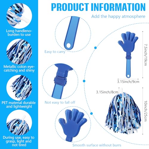 36 Pcs Cheerleading Pom Poms Thunder Sticks and Hand Clappers - color: blue,white