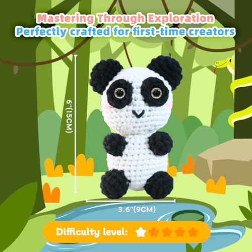 yes.sister! Panda Crochet Material Pack – DIY Hand-Knitting Kit for Beginners, Eco-Friendly Gift and Storage Bag