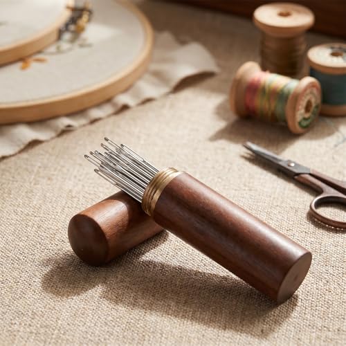 25 PCS Yarn Needle Large Tapestry Needles, Stainless Steel Embroidery Needles, Pointed Sewing Needle with Solid Wood Case for Leather, Tapestry, Knitting and Crafts