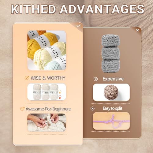 Cotton Chainette Yarn,4 Medium (Worsted)-10oz,3 Pack,Knitting Yarn for Beginners,Thicker for Crocheting and Knitting (02 Beige) - color: 02 Beige