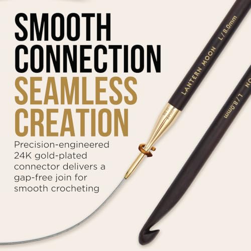 Lantern Moon Ebony Wood Afghan/Tunisian Crochet Hook | US Size M (9mm) - size: US M (9mm)