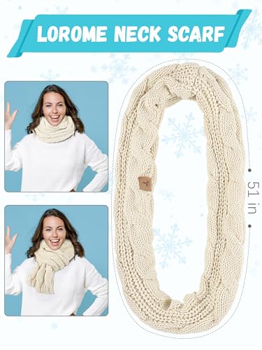 LOROME Winter Beanie Hat Scarf Gloves, Warm Fleece Knit Neck Scarf Set Gift | Hats Gloves Scarf Set, Touchscreen Gloves, Universal Size Neck Scarf Set Winter Gifts for Unisex Adult Winter Wear - color: Beige