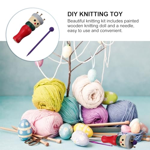 Healifty Wooden French Knitter Spool for Yarn Wool Crafts DIY Knitting Toy with Needle for Beginners Braided Craft Tool for Cotton Wool Synthetic Yarn 3.54 X 1.18 X 1.18 in