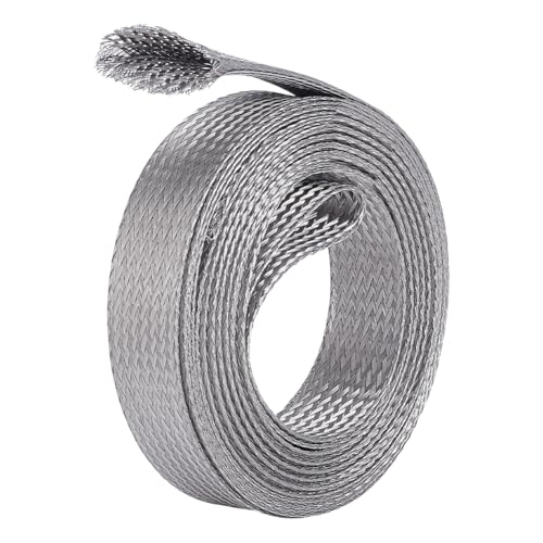 UNICRAFTALE 13.12Ft(4m) 0.7" W Stainless Steel Braided Shielding Sleeve | Flat Metal Mesh,Flexible,Expandable,Scalable,Ground Straps,Cable Wire Protection - size: 4m x 18mm