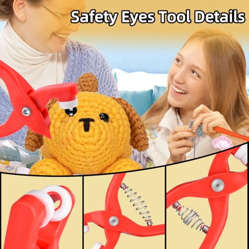 567Pcs Safety Eyes and Noses for Crocheting,1Pack Safety Eye Tool ，5 Size Safety Eyes & 6 Type Safety Noses with 300Pcs Washers,Safety Eye Set for Amigurumi,Stuffed Animals Safety Eyes - color: 567pcs set