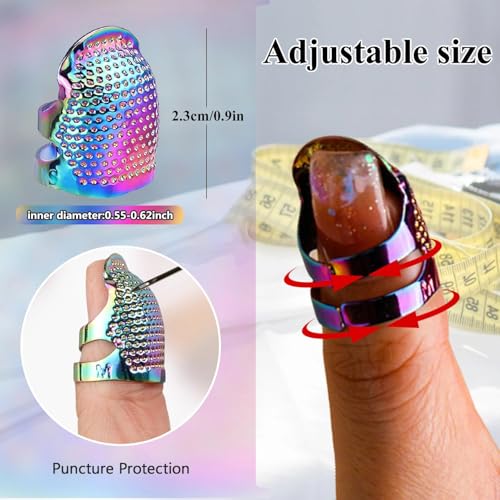 Sewing Thimble, Finger Protector for Hand Sewing, Quilting & Needlework, Comfortable Fit, Essential Sewing Accessory Safety Use - color: 1 Colorful S