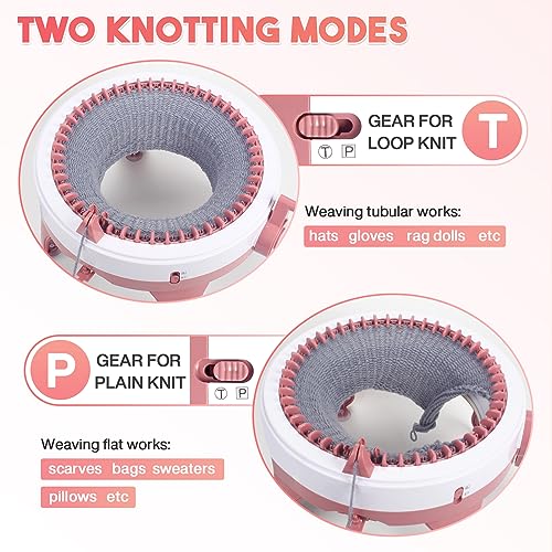 Knitting Machine 40 Needles,Smart Loom Knitting Machine with Row Counter | Knitting Board Rotating Double Knit Loom Machine for 𝐀𝐝𝐮𝐥𝐭𝐬 Gift,DIY Knit Scarf Hat Sock(with Wool) - size: 40 Needles