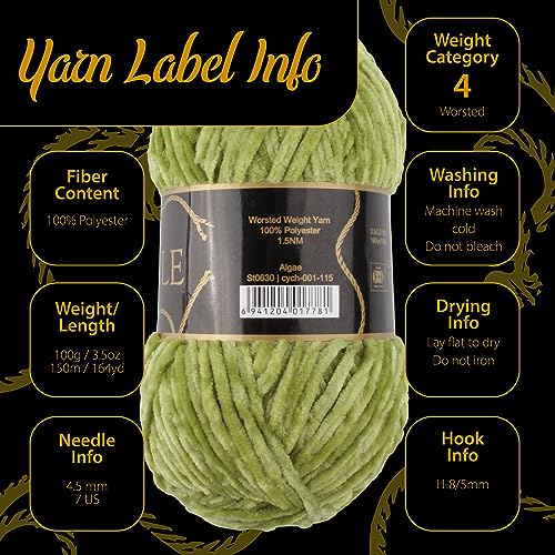 JubileeYarn Chenille Yarn - 100g/Skein Worsted Polyester - Fountain of Youth - 1 Skein - color: 215 Fountain of Youth, size: 1 Skein