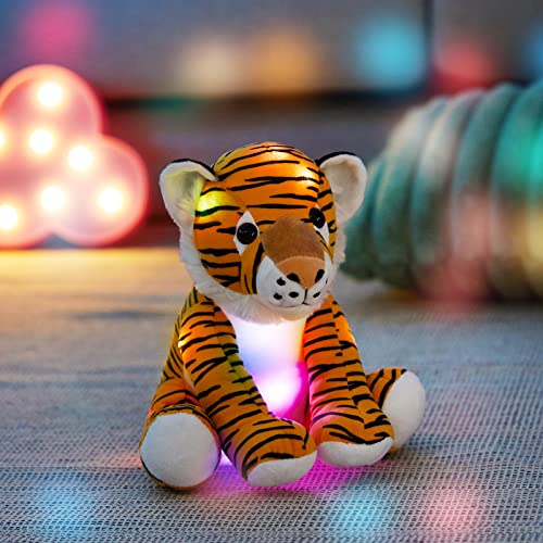 11" Stuffed Animal Plush Reversible Glitter Sequins Children | Day Holiday Christmas Birthday Gifts Girls And Boys Toddlers White Beautiful Decorative Festive - color: Tiger