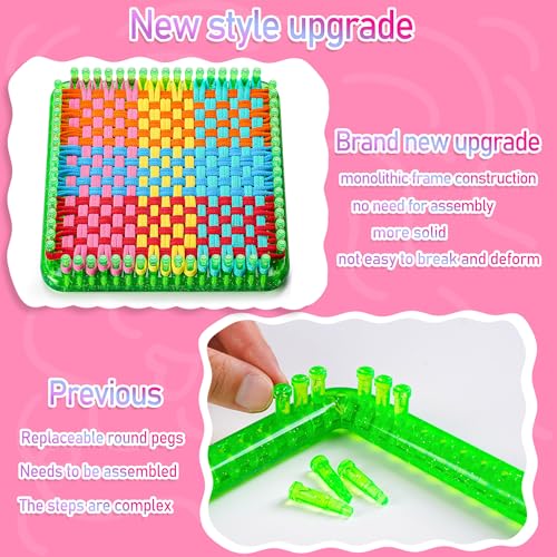 CCTVRTV Weaving Loom Kit Toys for Kids and Adults, DIY Arts and Crafts | for Boys and Girls Ages 5 6 7 8-12 13, Easy Potholder Loom Knitting Kits Gifts for Beginners, 252 Craft Loops - color: green