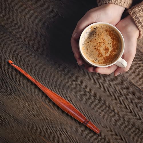 Ommi Ergonomic Handle Crochet Hooks | Handcrafted 6.7’’ Padauk Wood Crochet Hook | Knitting Needle, Craft Yarn Weave | Best Gift! (Padauk, 4.5 mm) - color: 4.5 mm