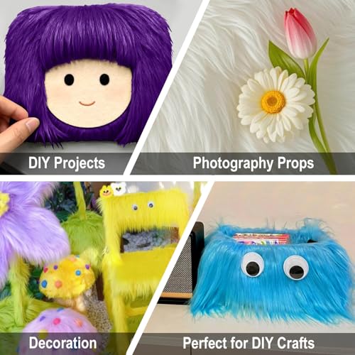 Purple 2x60Inch Faux Fur Shaggy Plush, Fabric Precut Strips Fluffy Fuzzy Faux Fur, Craft Beard Hair, Beard Miniature Dolls Rugs Mats Gift, Winter Halloween Christmas Costume Party Decor - color: Purple