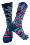 Alpaca Wool Designer Novelty Crew socks are Cozy, Warm and Colorful - Starry Stripe - color: Teal, size: Medium
