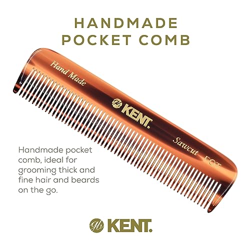 Kent A FOT Tortoise Fine Tooth Handmade Pocket Comb for Men, Women and Kids, Hair Comb Straightener for Everyday Grooming and Styling, Beard and Mustache, Saw Cut and Hand Polished, Made in England - color: Tortoiseshell, size: 3 Pack