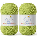2 Pack Fluffy Chenille Yarn for Crocheting, Baby Yarn for Crocheting Soft, 100g/3.5oz Velvet Amigurumi Yarn, Fingering Weight Yarns for Crocheting Baby Blankets、DIY Craft.(2 Lime Green) - color: [2 Lime Green]