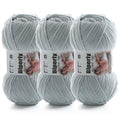 Skinny Chenille Yarn for Crocheting and Knitting - 3 Pack of 100g/317yds Ultra Soft Fluffy Plush Velvet Yarn - #2 Crochet Yarn for Amigurumi, Blankets, Plush Dolls, Baby Clothes (3, Light Gray) - color: Light Gray