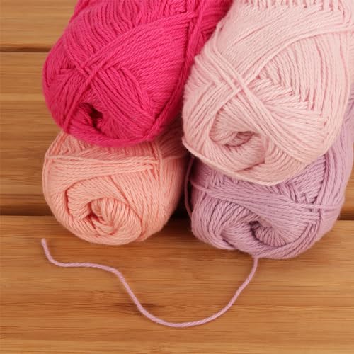 JubileeYarn Cotton Select Yarn - 50g/Skein Sport Weight - Shades of Pink - 4 Skeins - color: Shades of Pink, size: 4 Skeins