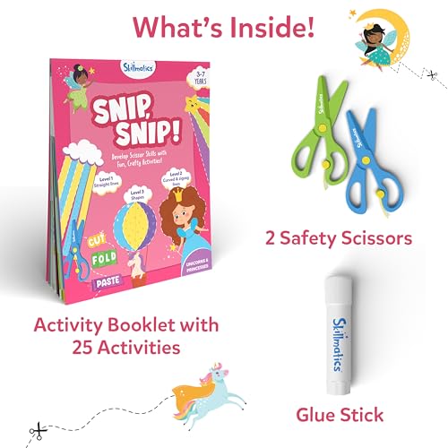 Skillmatics Snip Snip Unicorns & Princesses, Scissor Skills, Felt Craft Kit | Cutting Activity, Safety Scissors, Fine Motor Skills for Preschool, Screen-Free, Learning Toy, Girls & Boys Ages 3, 4, 5, 6 - style: 4. Unicorns & Princesses