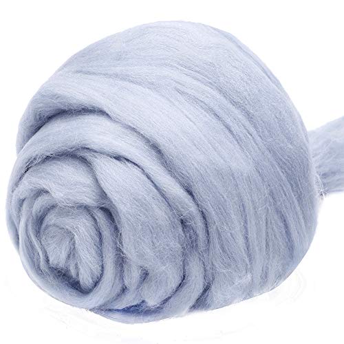3.53oz Needle Felting Wool Roving for Needle Felting Ash Blue Felting Wool | Wool Roving Bulk Roving Wool for Felting Pure Wool Chunky Yarn Spinning Wet Felting Diy Hand Spinning - color: ash blue