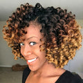 Jamaican Bounce Hair Extensions 8 inch Ringlet Wand Curl 3 Tone Blonde Brown Ombre Curly Crochet Braids 1B 30 27 Crochet Braiding Hair 60 Roots - color: T1/30/27, size: 8 Inch (Pack of 3)