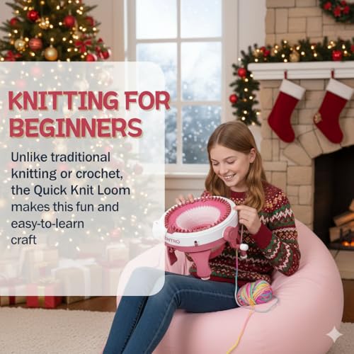ROHSCE 48 Needles Knitting Machine, DIY Craft Kit for Adults and Kids | Circular Knitting Machine with Row Counter, Weaving Loom Round, Board Rotating Double, DIY Hats, Scarves, Socks and Crafts - color: 48 Needle Round Loom