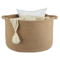 XUANGUO Extra Large Jute Rope Round Storage Basket 22" x 12" | Woven basket for blankets, toys, towels, laundry, nursery, living room and pet toy storage. - color: jute