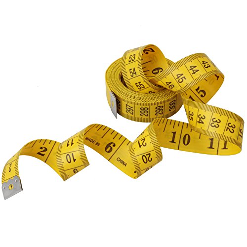 Wisdompro 120" Soft Tape Measure for Sewing, Cloth, Body Measuring, Yellow | PVC Fiberglass 300 cm Ruler, 0.75 Inch Wide, Tailor's Flexible Fabric Measurement, Indexed in Metric & Standard Units, Single - color: 120 Inch, 1 Pack Yellow