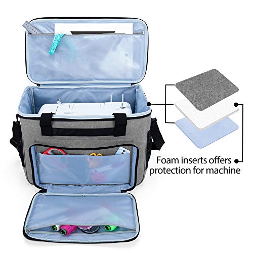 Teamoy Sewing Machine Case, Carrying Tote Bag Storage Organizer, Gray | Compatible with Brother, Singer Sewing Machines and Accessories - color: Gray