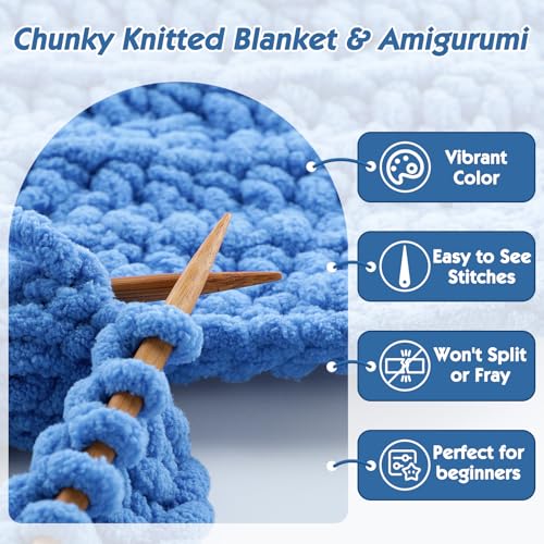 #6 Super Bulky Blanket Beige Yarn - Chunky Chenille Yarn for Crocheting | Baby Blanket Yarn (Each 3.5oz/100g, 71yds/65m) - Polyester - Thick Plush Fluffy Yarn for Crochet Amigurumi Blankets - color: Beige