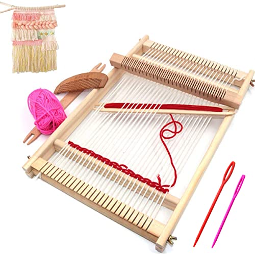 Weaving Loom Kit,Wooden Multi-Craft Weaving Loom Tapestry Loom Large Frame 9.85x 15.5inch,DIY Hand-Knitting Weaving Machine with Loom Stick Bar for Kids, Adult and Beginners Handcraft Loom