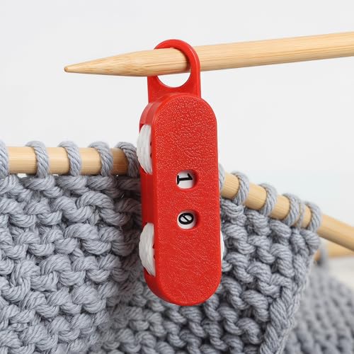 3D Printed Knitting Counter Universal Manual Knitting Stitch Counter for Crocheting Double Digits Spinner Knitting Needle Marking Tool (Red) - color: Red