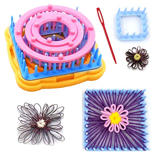 Knewmart Weaving Loom Kit, 8pcs Flower Maker Wool Knitting Ball Maker Weaving Tools Knitting Craft Weaver Loom - with Needle (Flower Maker) - size: Flower Maker